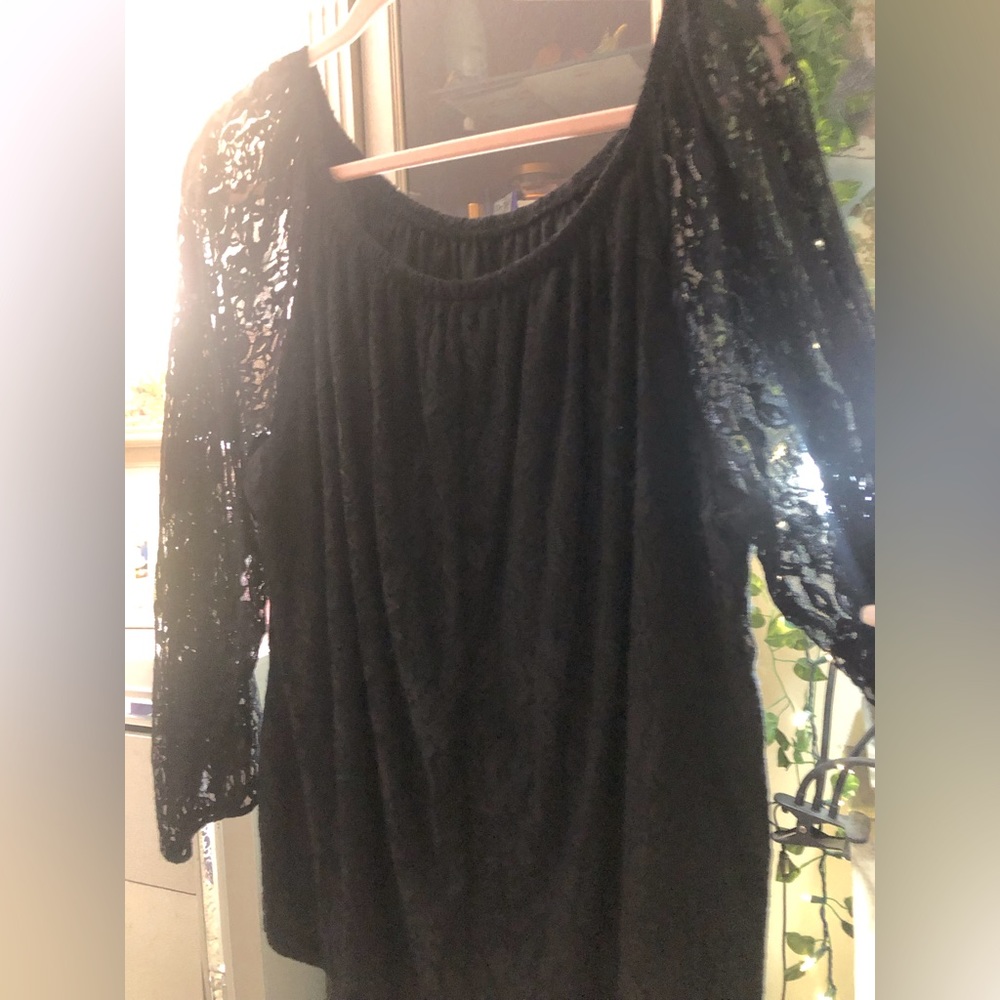 Black Lace Blouse with Lining